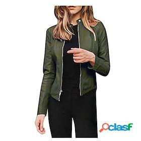 Women's Faux Leather Jacket Full Zip Stylish Modern Style