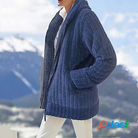 Women's Fleece Jacket Zip Up Sherpa Fleece Teddy Lavender