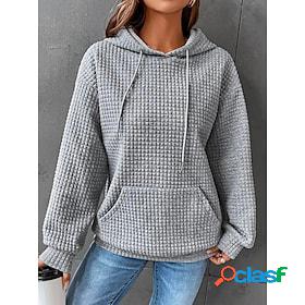 Women's Hoodie Sweatshirt Pullover Front Pocket Basic Grey