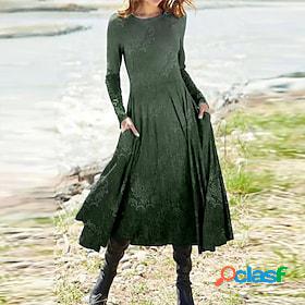 Women's Midi Dress Casual Dress Swing Dress Green Long