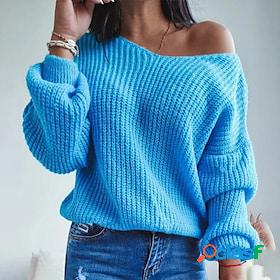 Women's Pullover Sweater Jumper Chunky Knit Knitted V Neck