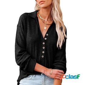 Women's Shirt Blouse Patchwork Button-Down Basic Classic