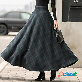 Women's Skirt Swing Work Skirts Plaid Skirt Polyester Maxi