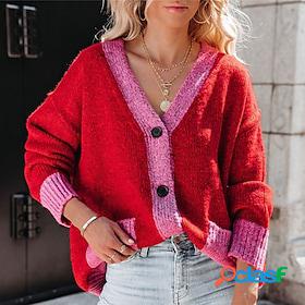 Women's Sweater Cardigan Sweater Jumper Crochet Knit Button