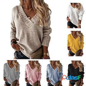 Women's Sweater Solid Color Casual Long Sleeve Loose Sweater