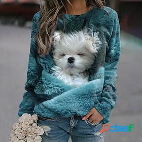 Women's Sweatshirt Pullover Basic 3D Print Blue Dog Street