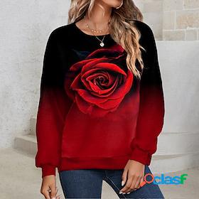 Women's Sweatshirt Pullover Basic Pink Red Blue Floral
