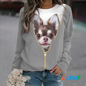 Women's Sweatshirt Pullover Print Active Streetwear Gray Dog