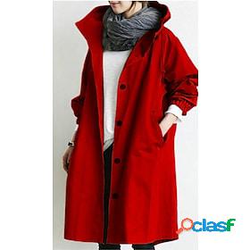 Women's Trench Coat Hoodie Jacket Basic Casual Street Daily