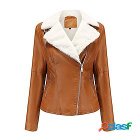 Women's Winter Jacket Faux Leather Jacket Outdoor Daily Wear