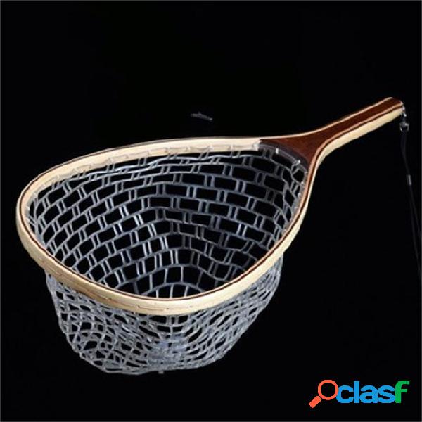 Wooden handle fly fishing hand reading nylon mesh fishings