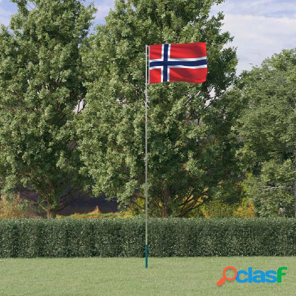 vidaXL Mástil y bandera de Noruega aluminio 5,55 m