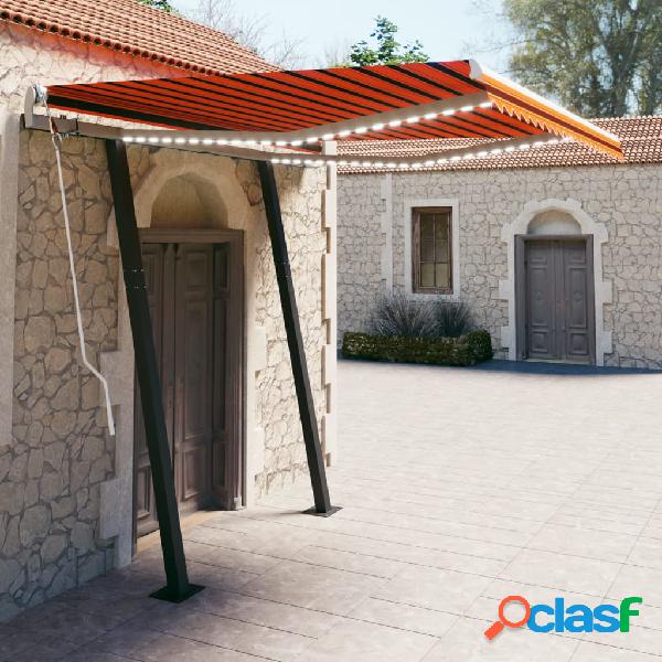 vidaXL Toldo automático LED sensor de viento naranja y