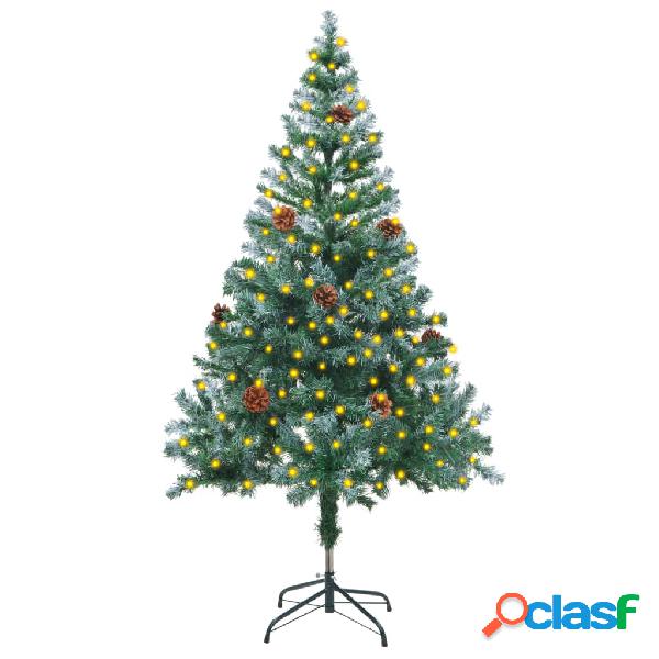 vidaXL Árbol de navidad glaseado con LED y piñas 150 cm