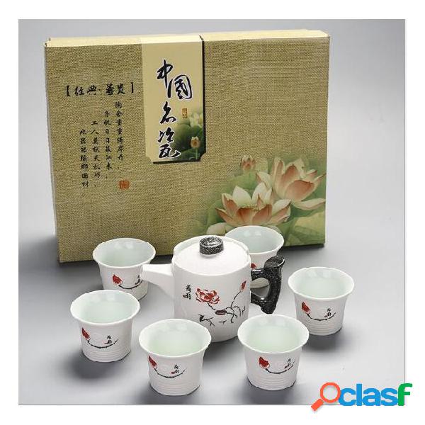 1 set 7head tea sets snow glaze kung fu tea sets porcelain