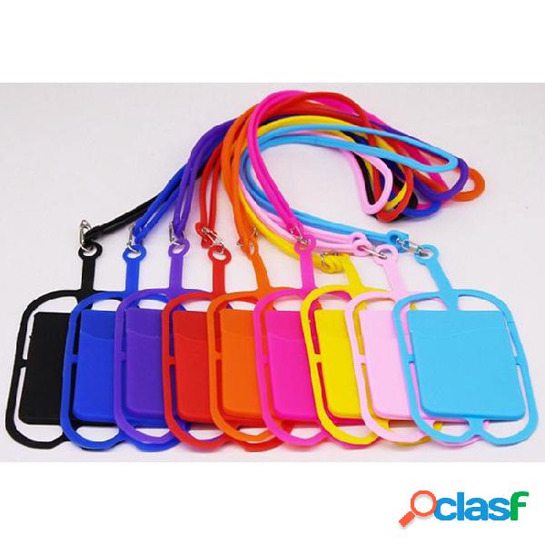 10 colors silicone lanyards neck strap necklace sling card