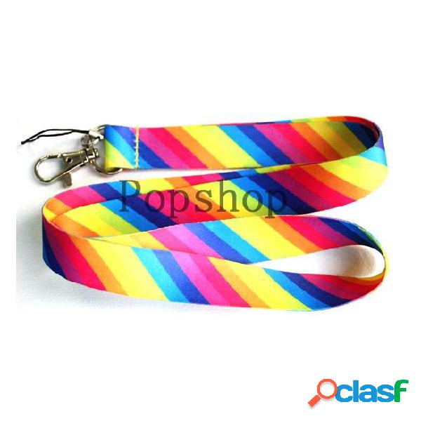 100pcs rainbow color lanyard/ mp3/4 cell phone/ keychains