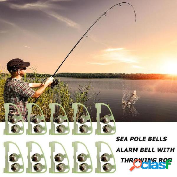 10pcs fluorescent fishing rod pole tip clip twin bell alarm