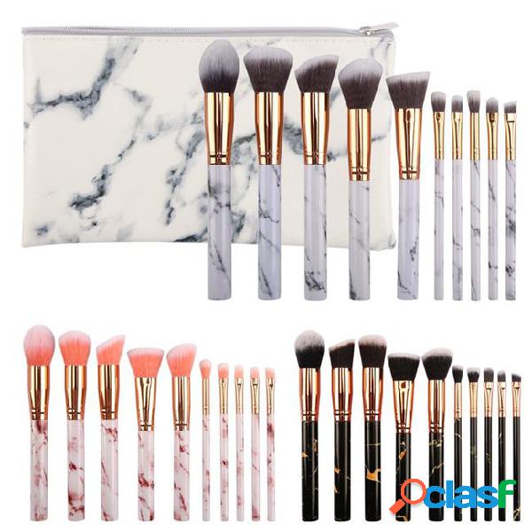 10pcs makeup brushes kit marble eyeshadow/foundation