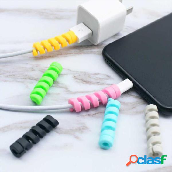 10pcs spiral cable protector desk set earphone cable