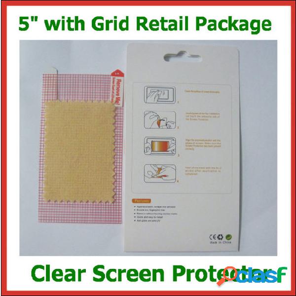 10pcs universal 5 inch clear screen protector with grid
