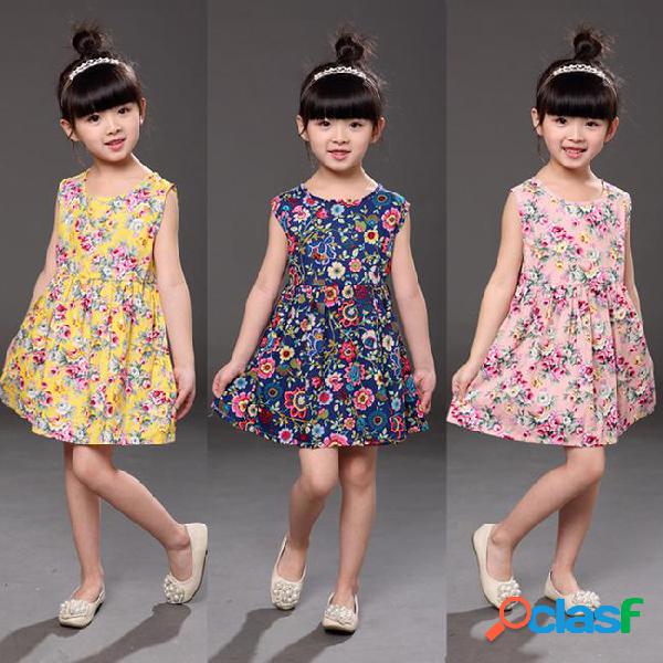 11 colors cheap baby girls sleeveless floral princess dress