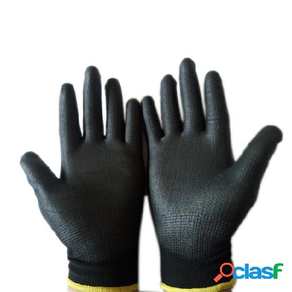 12 pairs black pu nylon builders grip palm coating gloves