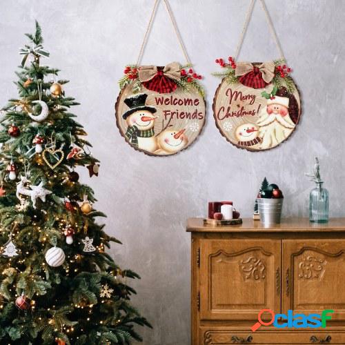 12 pulgadas Santa Claus Navidad madera colgante signo Feliz