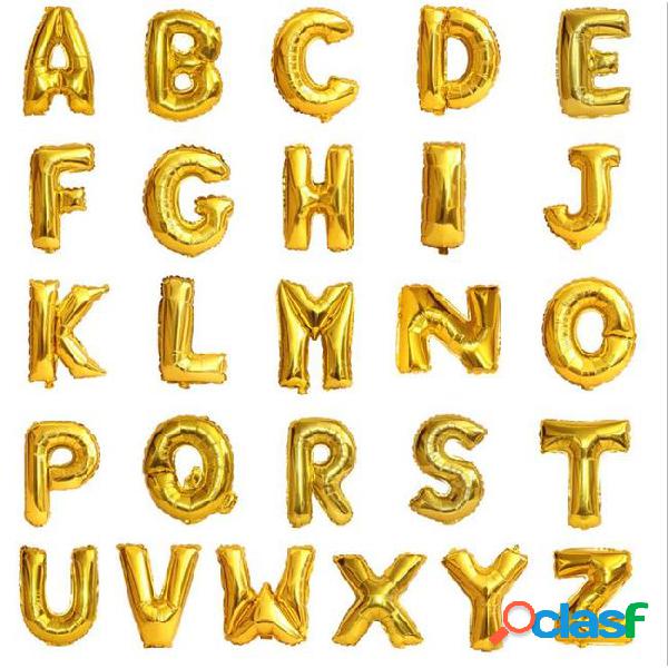 16-inch aluminum balloon gold silver blue pink letter a-z