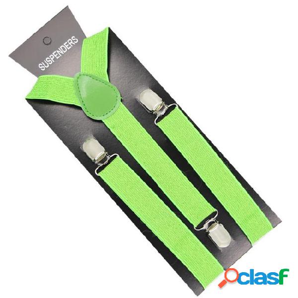 1pc children unisex clip-on suspenders metallic elastic