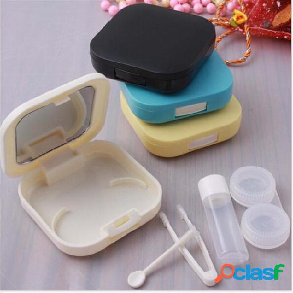 1pc solid portable contact lens case for women men container
