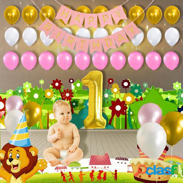 1st happy birthday background decoration golden 1 digital