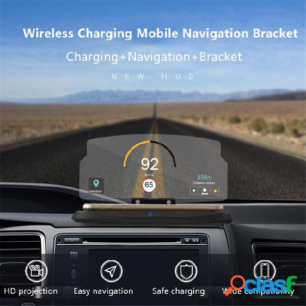 2 in 1 hud car wireless charger car mobile phone navigation