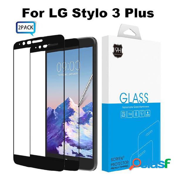 2 pack for lg stylo 3 plus tp450 full cover tempered glass