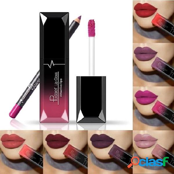 2 pieces/set pudaier matte lipstick lips+lip liner pencil