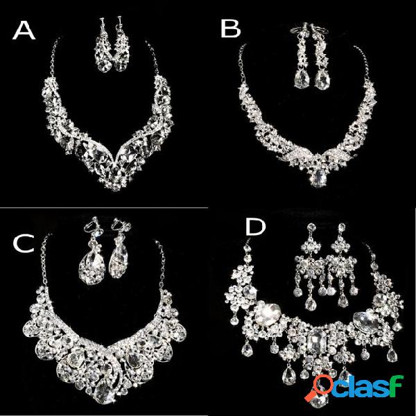 2015 cheap 4 styles necklace & earrings rhinestone big