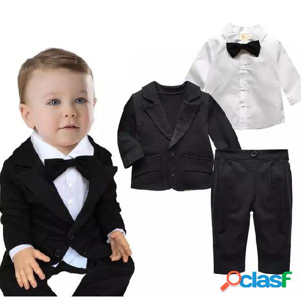 2015 new baby boy clothes gentleman baby clothing set shirt