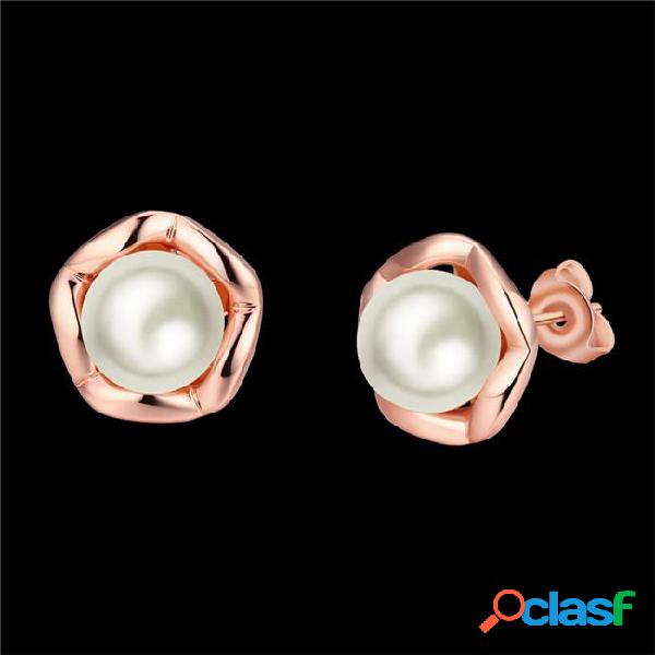 2016 new design real 18k rose gold plated pearl stud