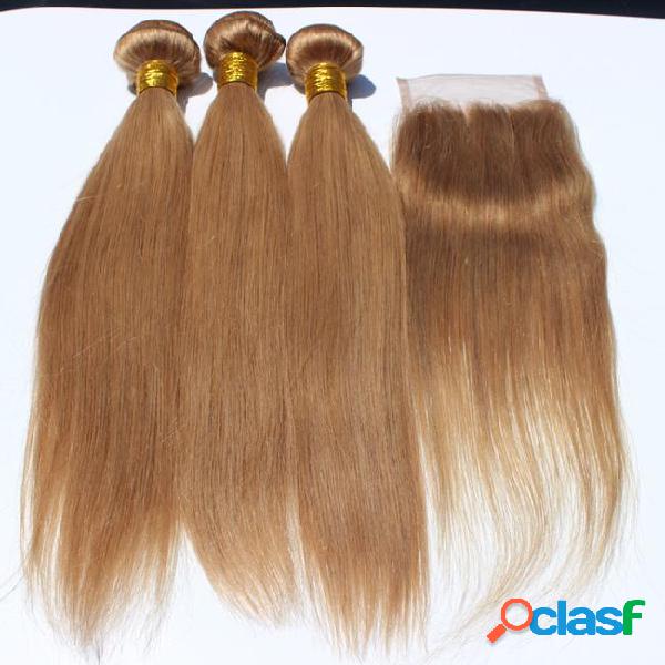 2017 fastion style #27 honey blonde lace closure straight