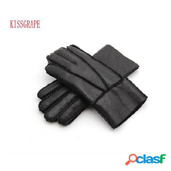 2017high-quality men's warm gloves winter real sheep fur
