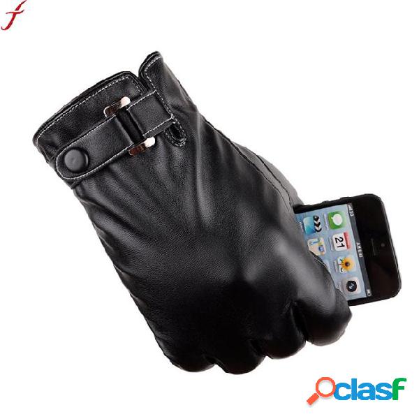 2018 autumn winter men's gloves thermal screen pu leather
