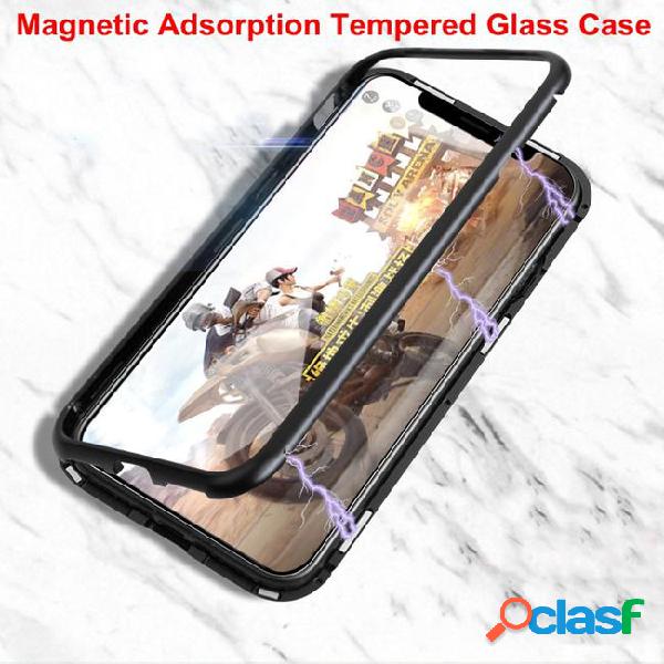 2018 creative magnetic adsorption tempered glass back case