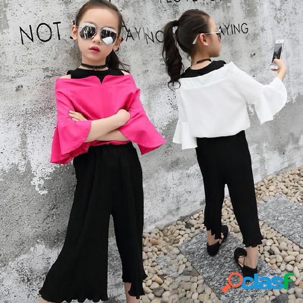 2018 elegant children girl 2pcs summer clothes set kids