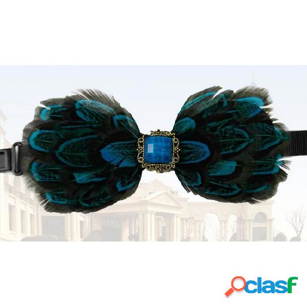 2018 fashion feather set auger bow tie set bow ties for men