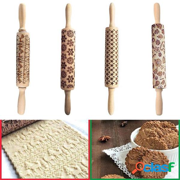 2018 new 35cm christmas embossing rolling pin baking cookies