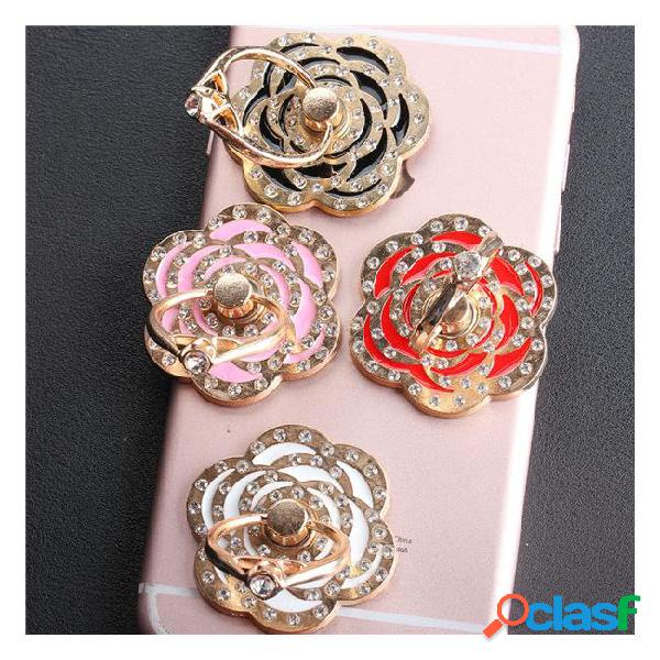 2018 new luxury rose flowers mobile phone metal finger ring
