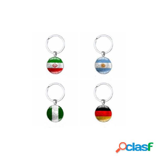 2018 world cup football keychains 32 teams glass cabochon