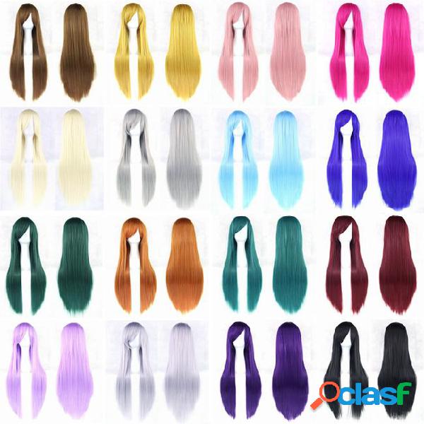 24 colors 80cm long synthetic hair wig for women heat