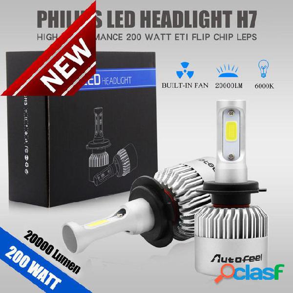 2pcs 200w 20000lm h7 waterproof led lamp headlight kit car