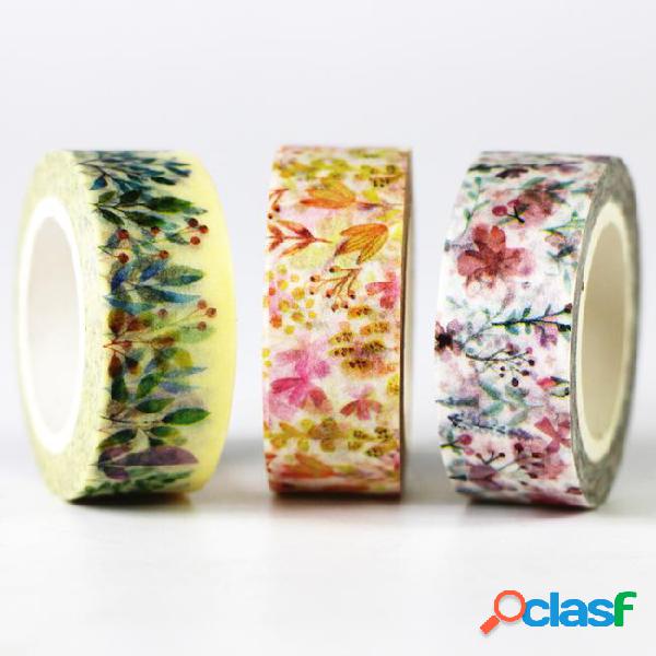 3 rolls colorful washi tape set - flower theme washi tape